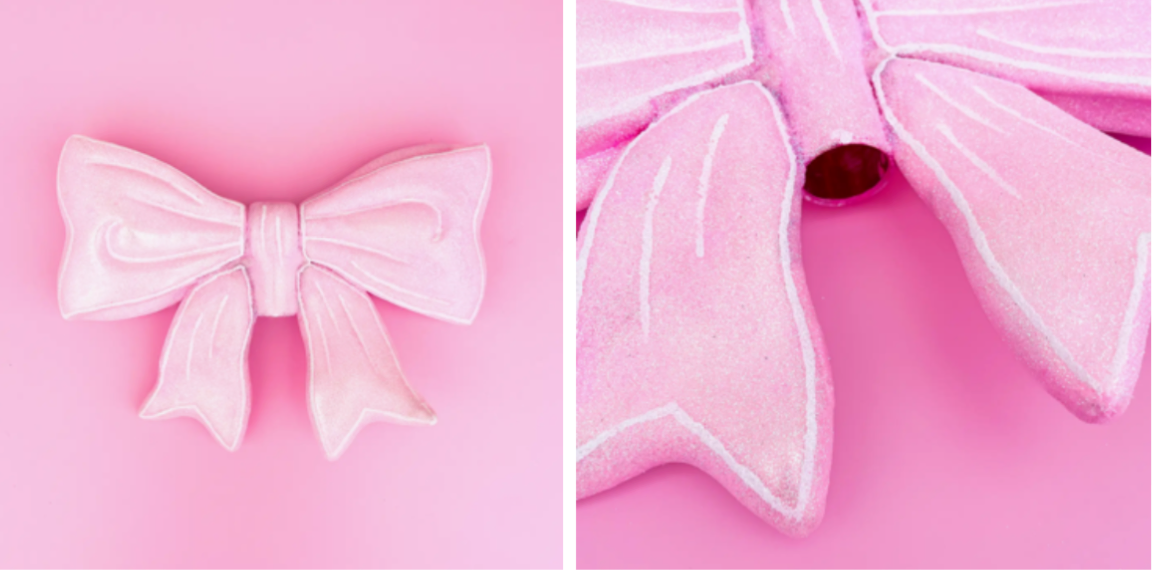 Pink Glitter Bow Christmas Tree Topper