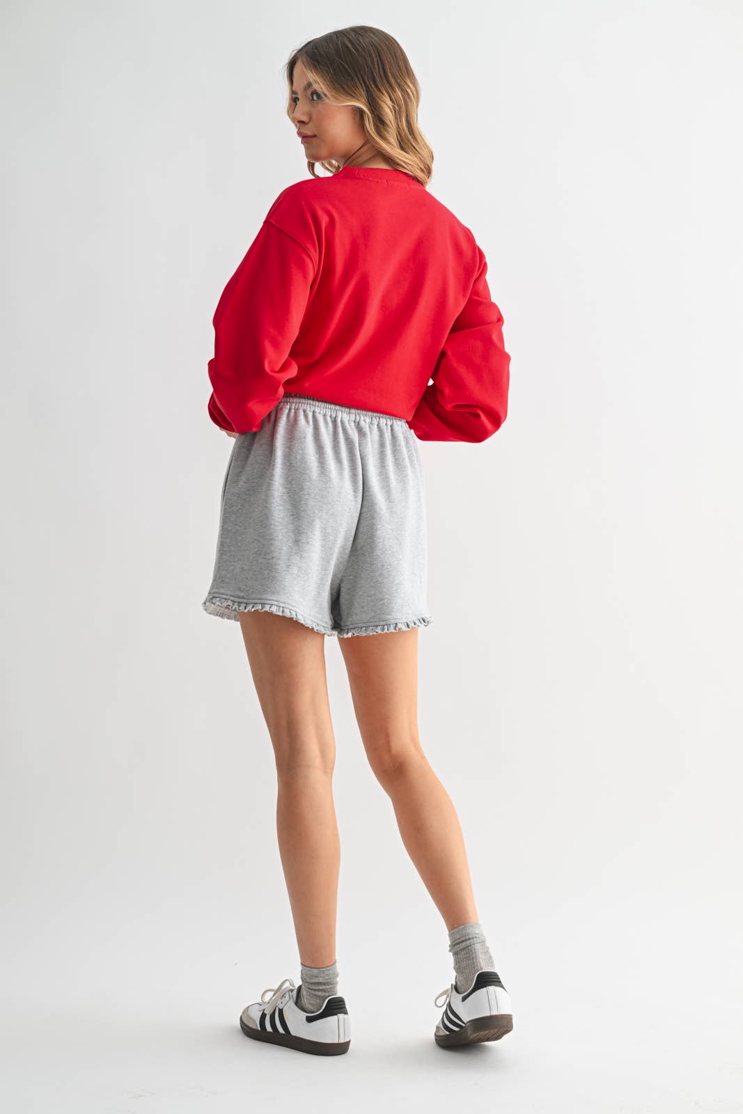 RUFFLE DETAIL KNIT SHORTS