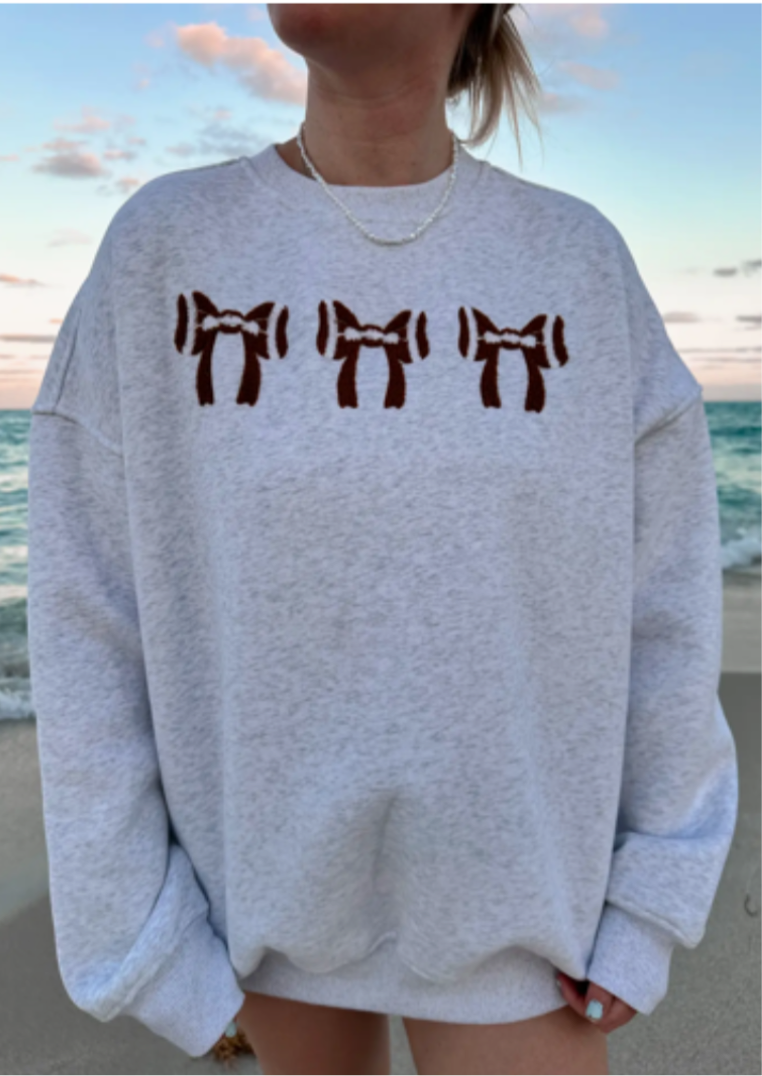 Football Bows Embroider Sweatshirt