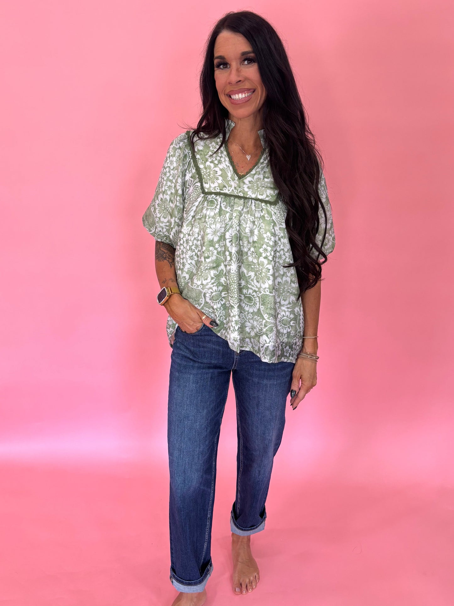Paisley Puff Sleeve Top