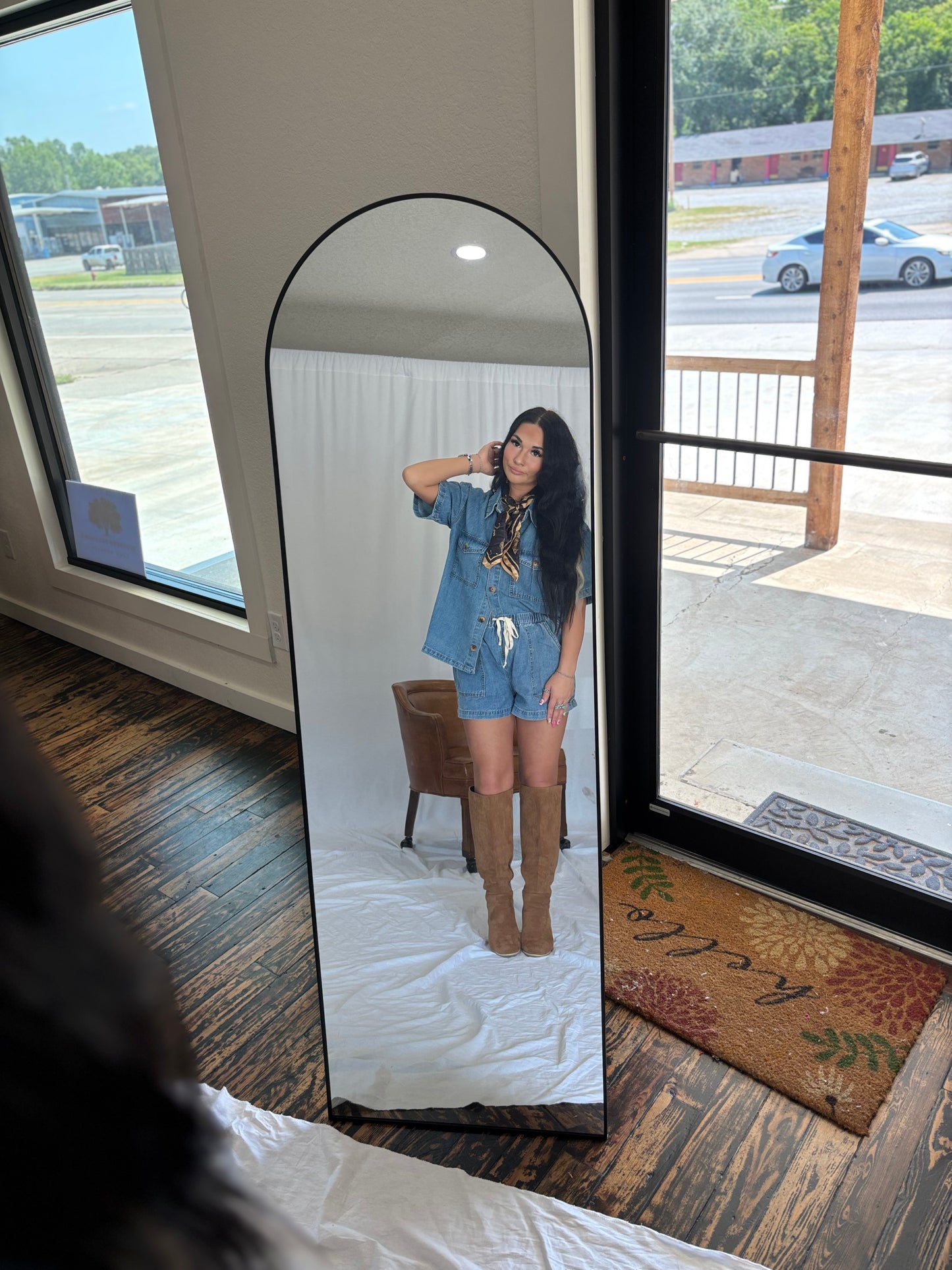 Darby Denim Button up and short Set