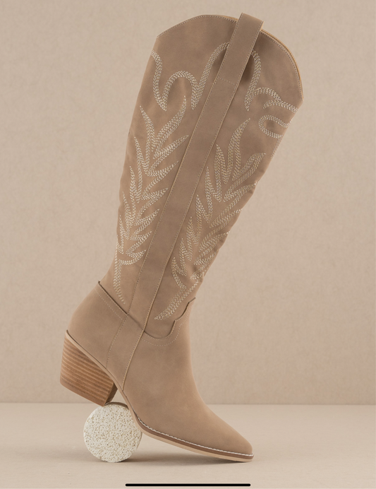 The Samara Cedar Wood | Embroidered Western Tall Boot