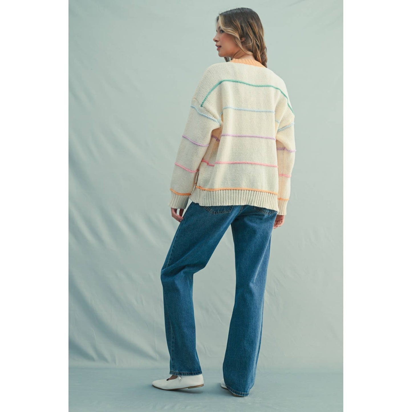 Rainbow Striped Sweater Cardigan
