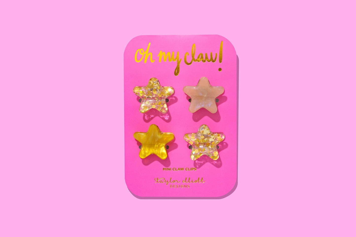 Claw Hair Clips - Mini - Asst Gold Confetti Stars - Set of 4