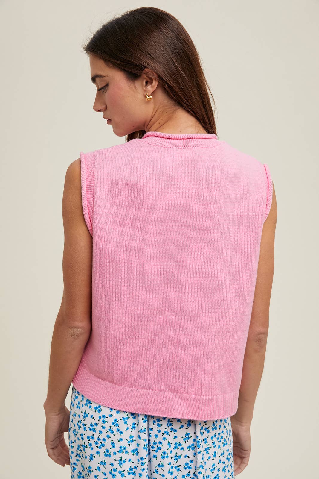 Peony Pink Button Up Vest