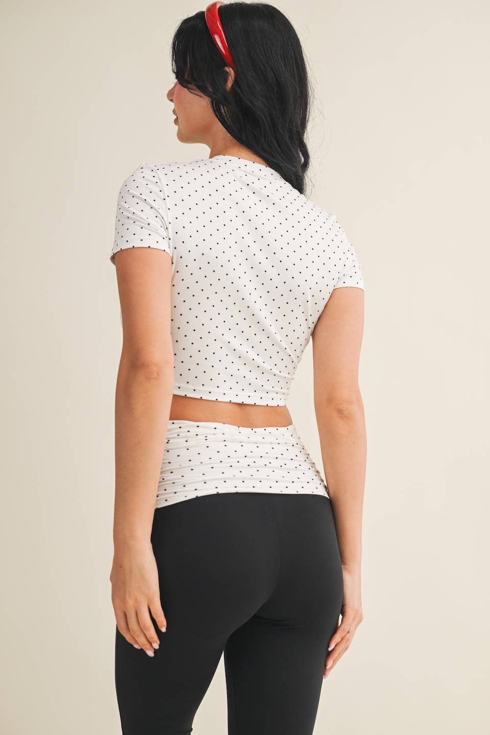 Polka Dot Soft Knit Jersey Crewneck Tee