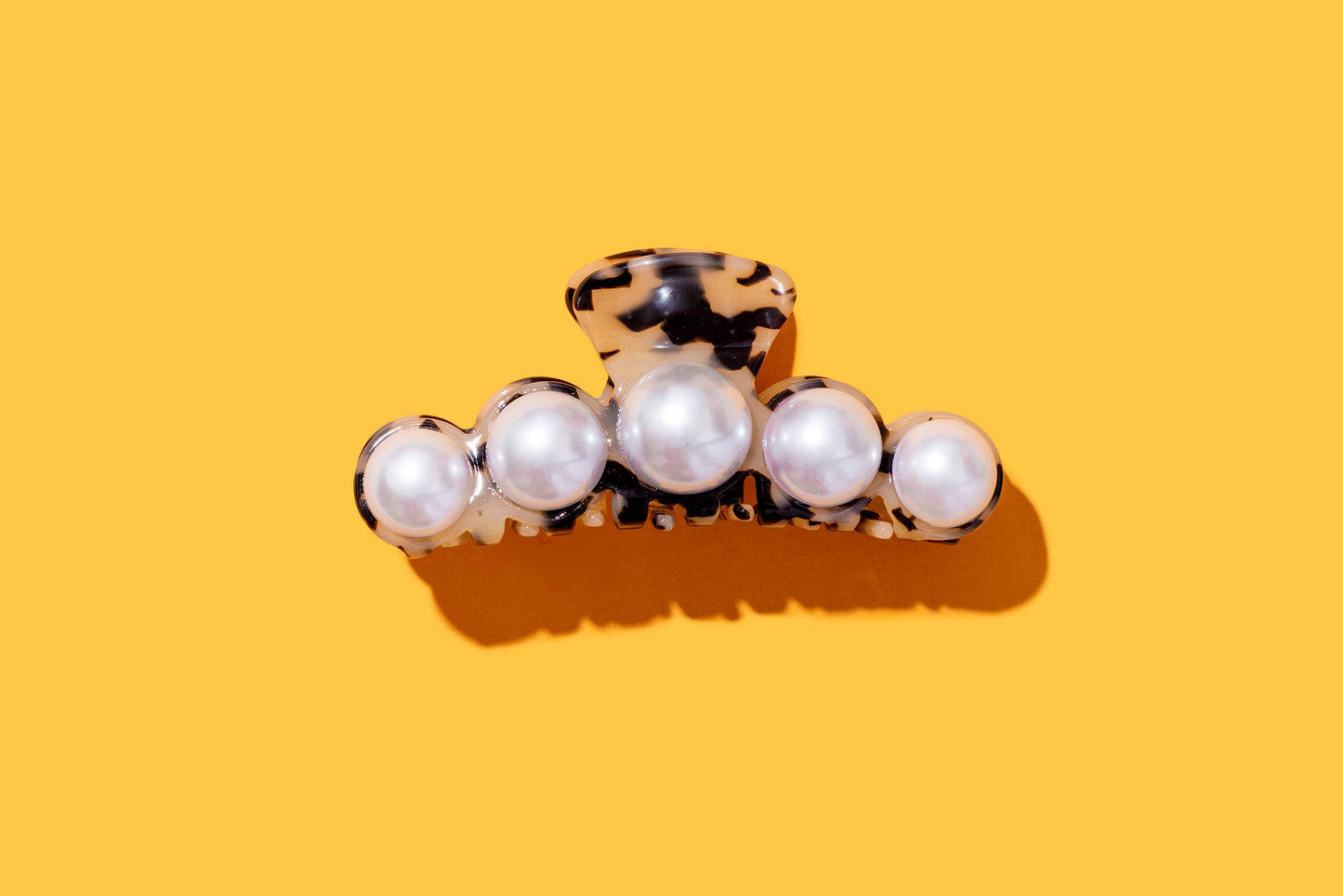 Claw Hair Clip - Large - Blonde + Black Tortoise w/ Pearls