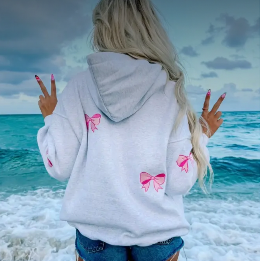 Bow Embroidered Hoodie