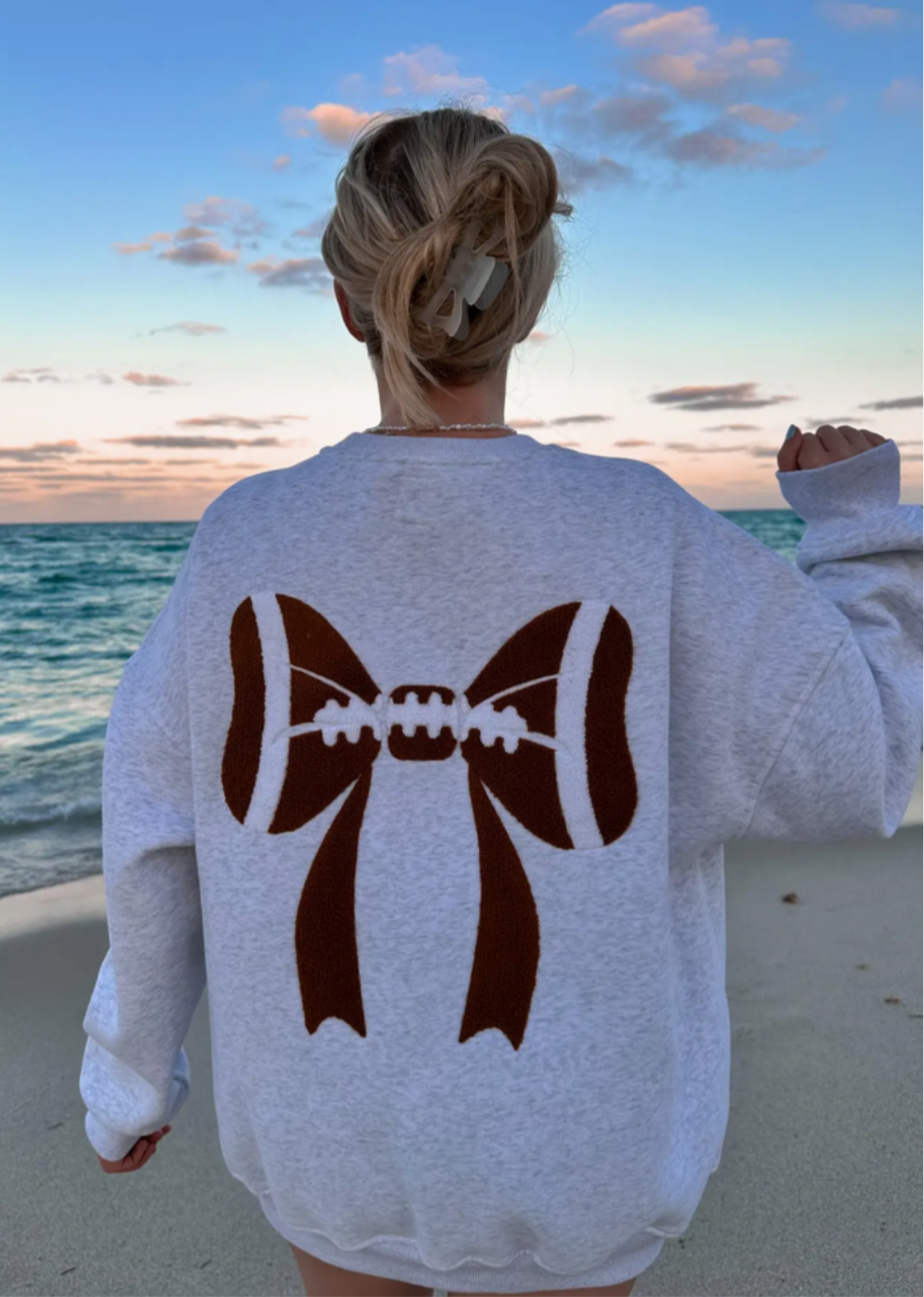 Football Bows Embroider Sweatshirt