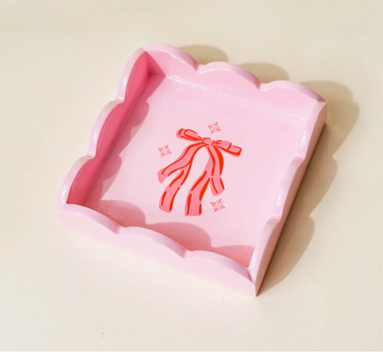 Scallop Trinket Tray-Bow Blush