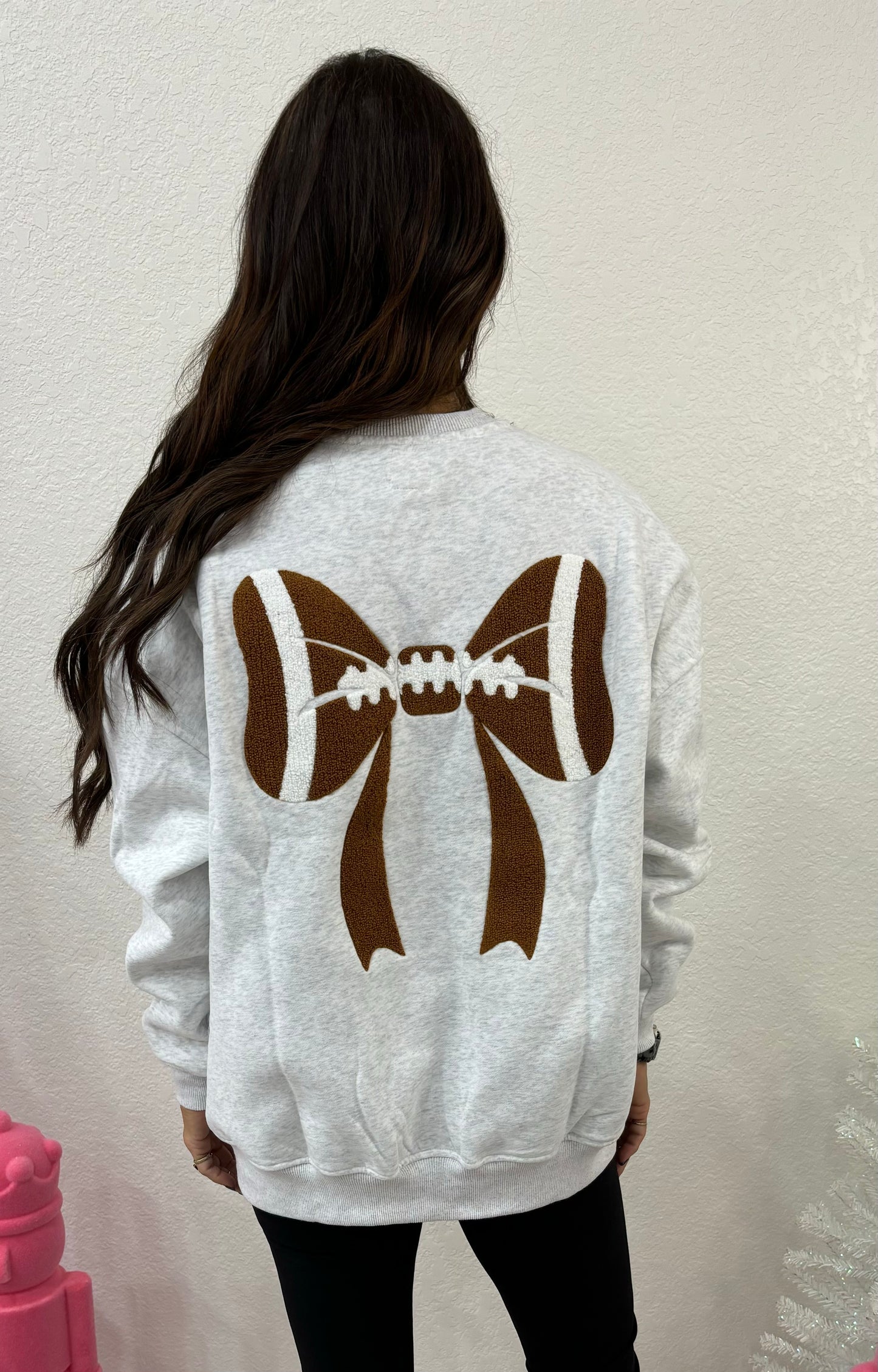 Football Bows Embroider Sweatshirt