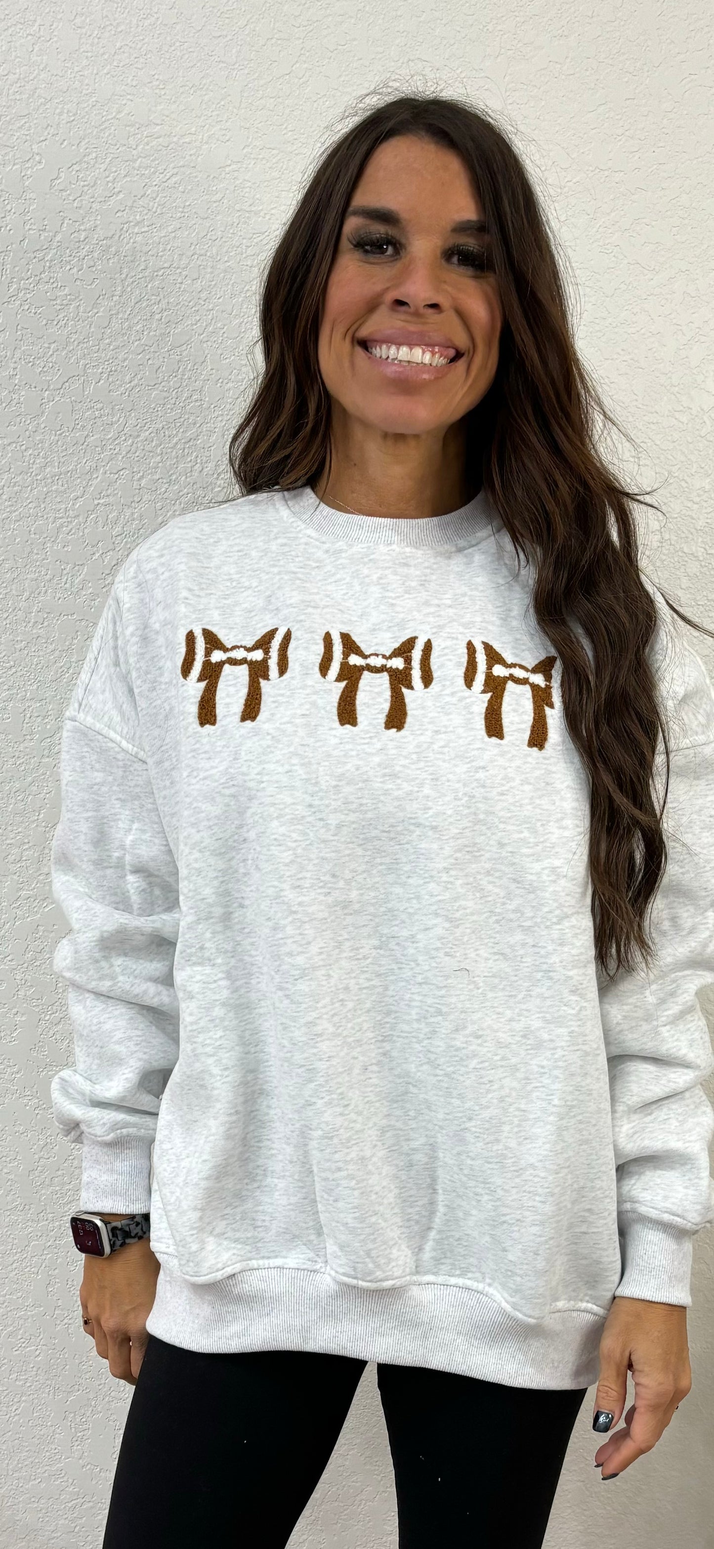 Football Bows Embroider Sweatshirt