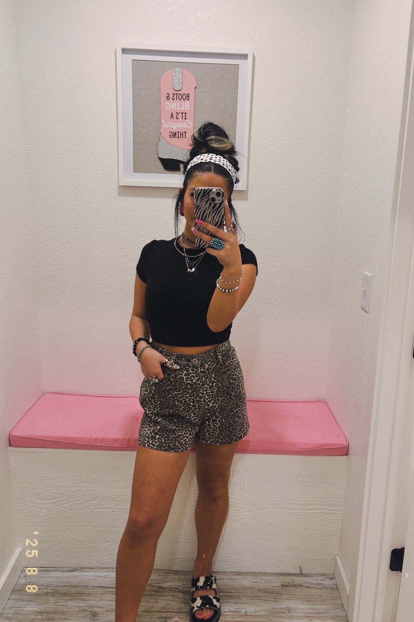 Lily Leopard Denim Short