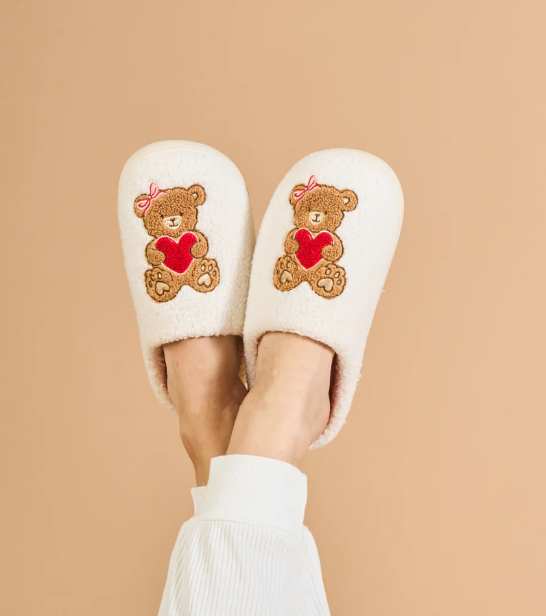 Teddy Bear Hugs Fuzzy Slippers