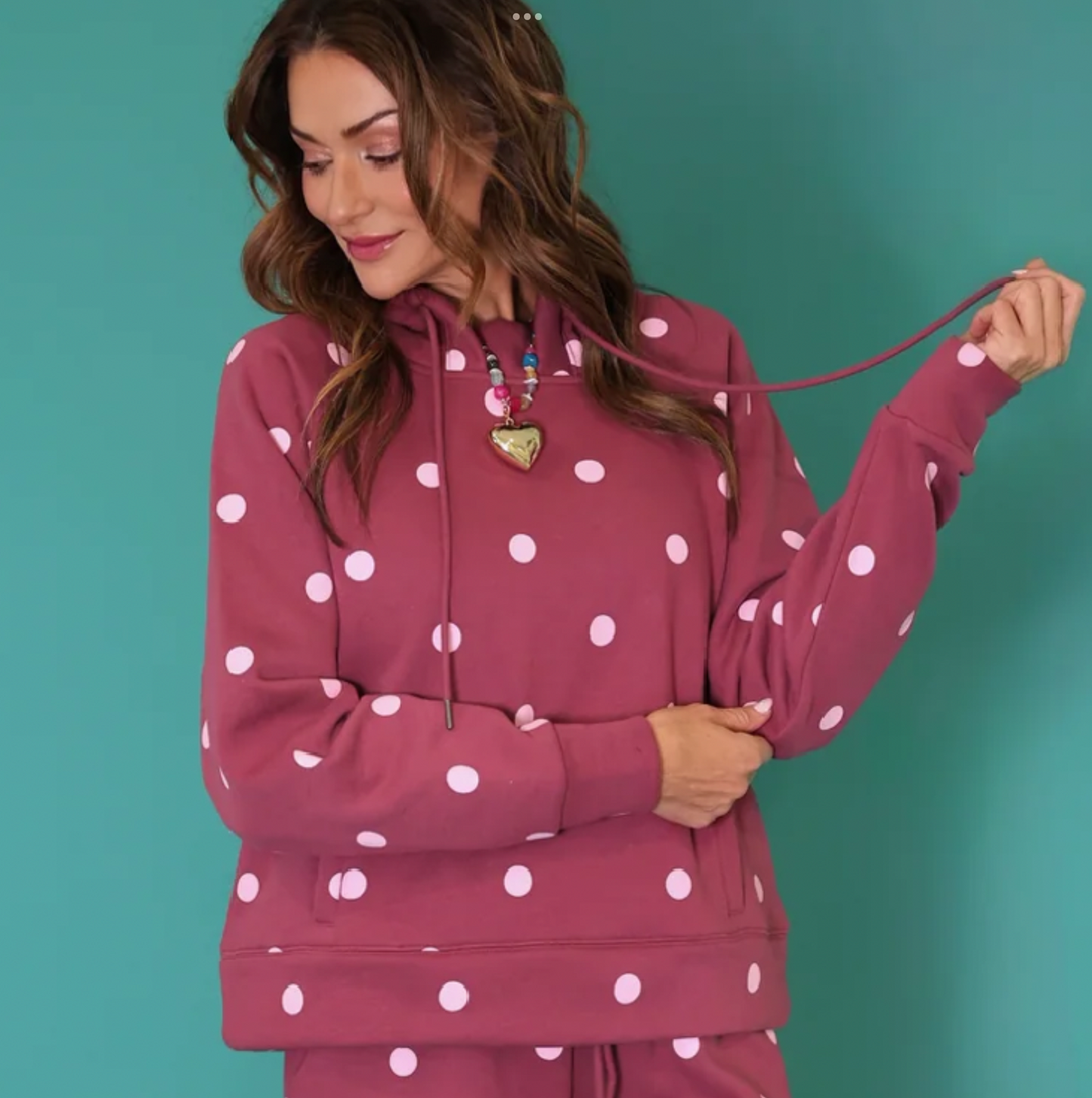 Maroon Polka Dot Hoodie
