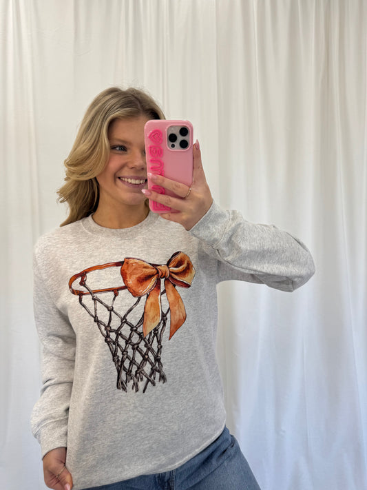 Basketball with Bow Crewneck Sweatshirt
