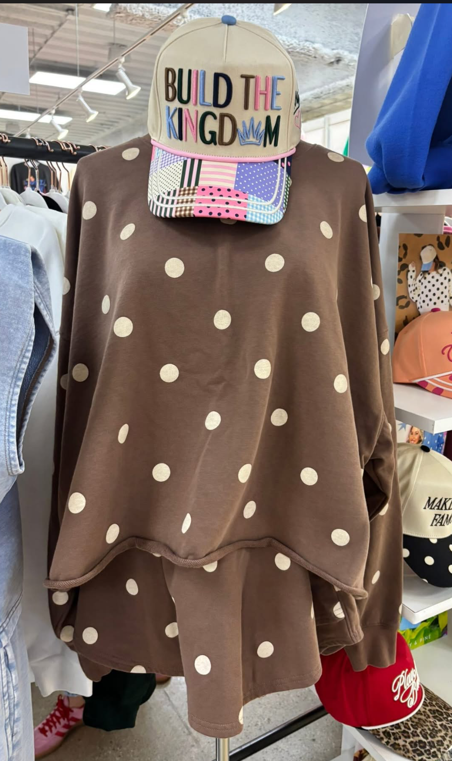 Mocha polka dot tank and skort Set
