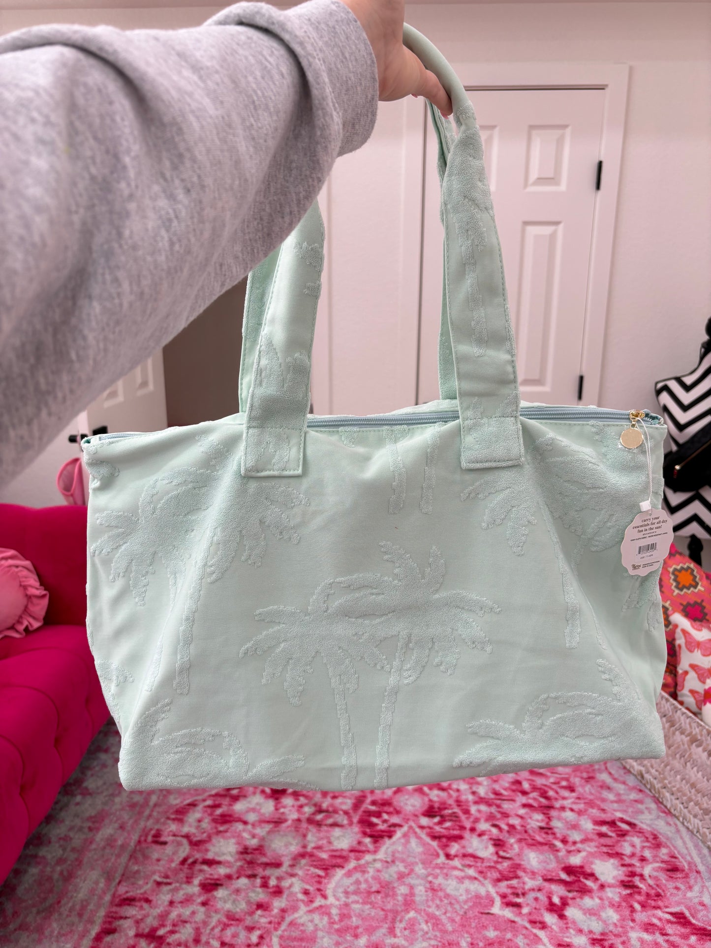 Aqua Palm Terry Tote