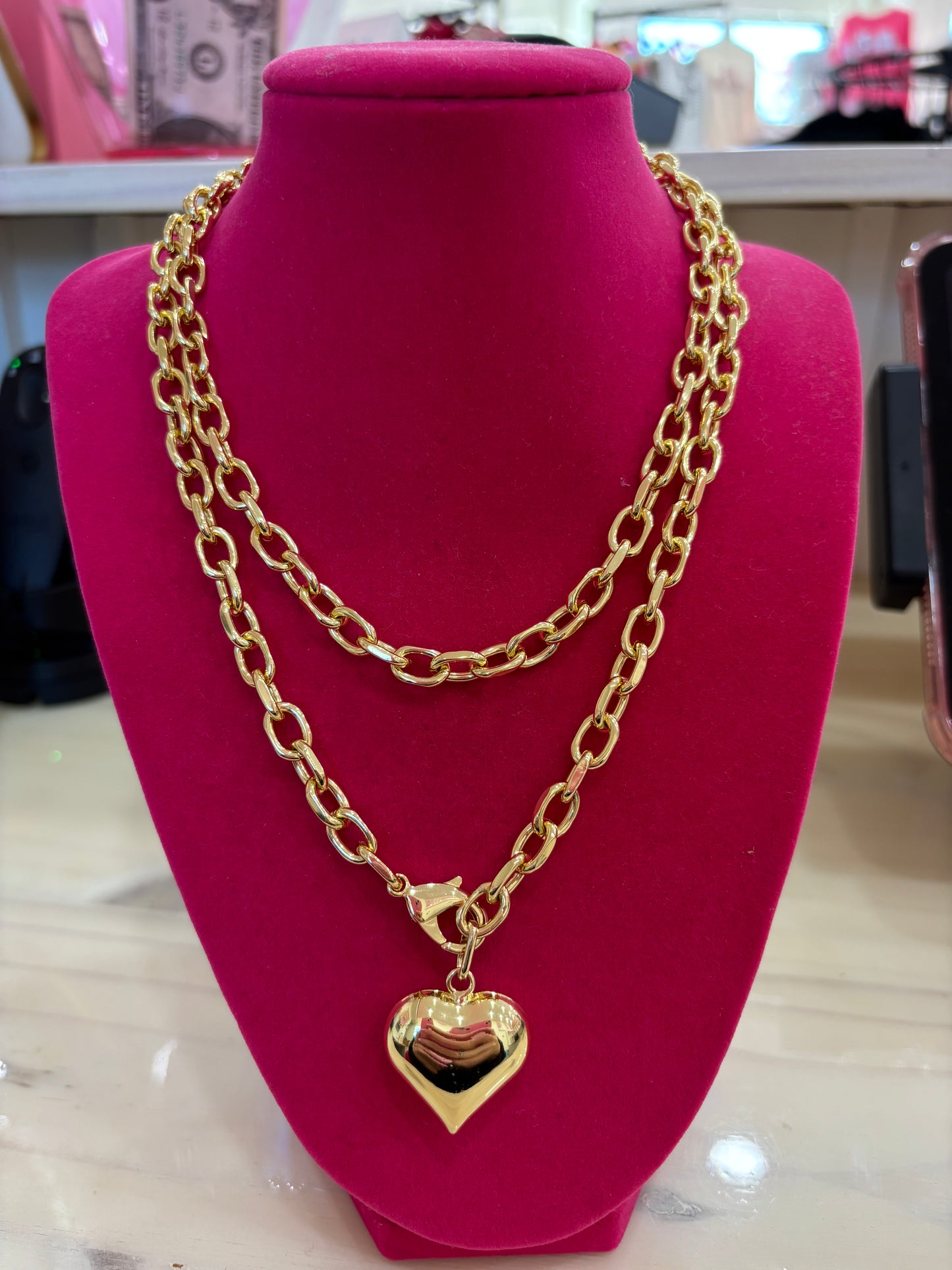 Poppy Puffy Heart Necklace