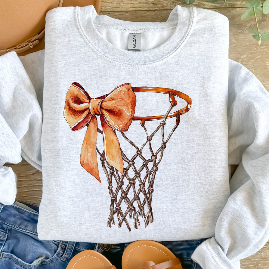 Basketball with Bow Crewneck Sweatshirt
