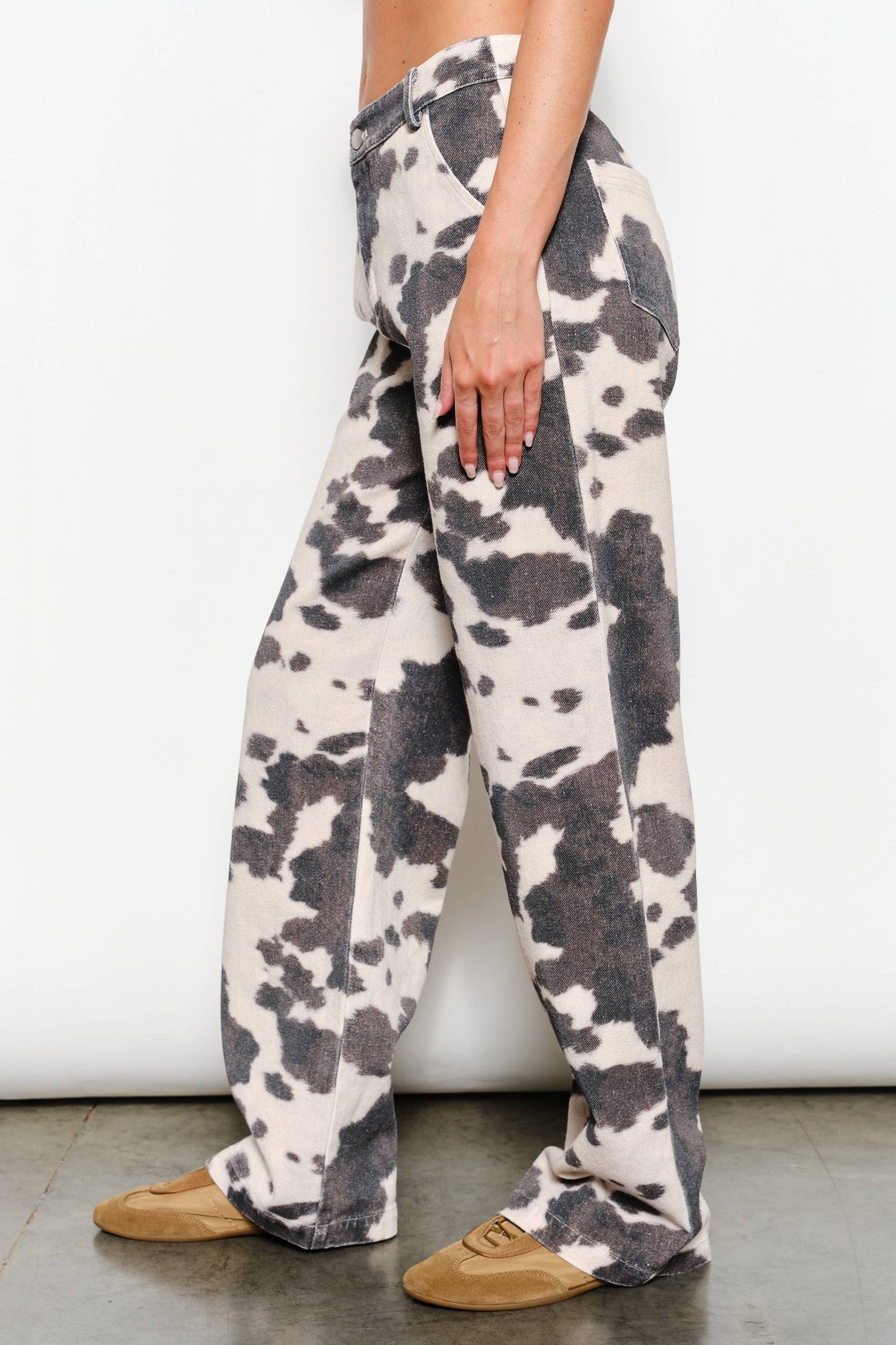ANNIE COW PRINT TWILL PANTS