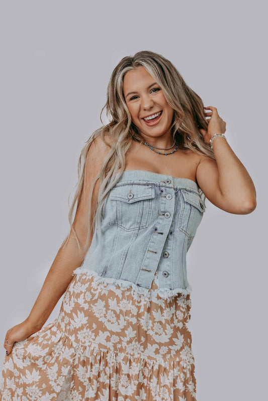 Demi Crop Denim Top