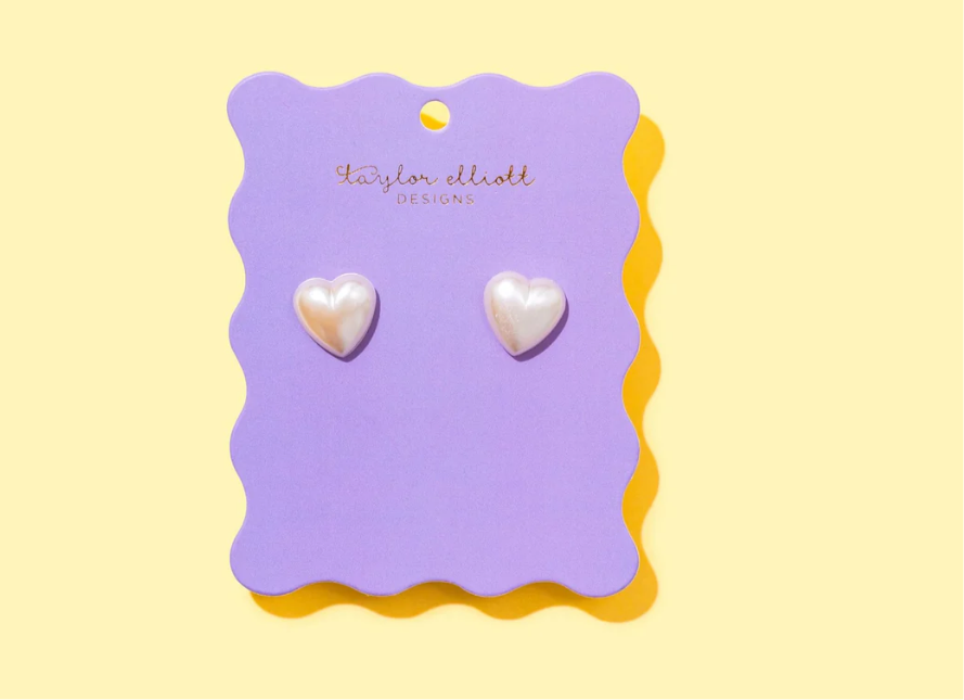 Meredith Pearl Heart Earrings