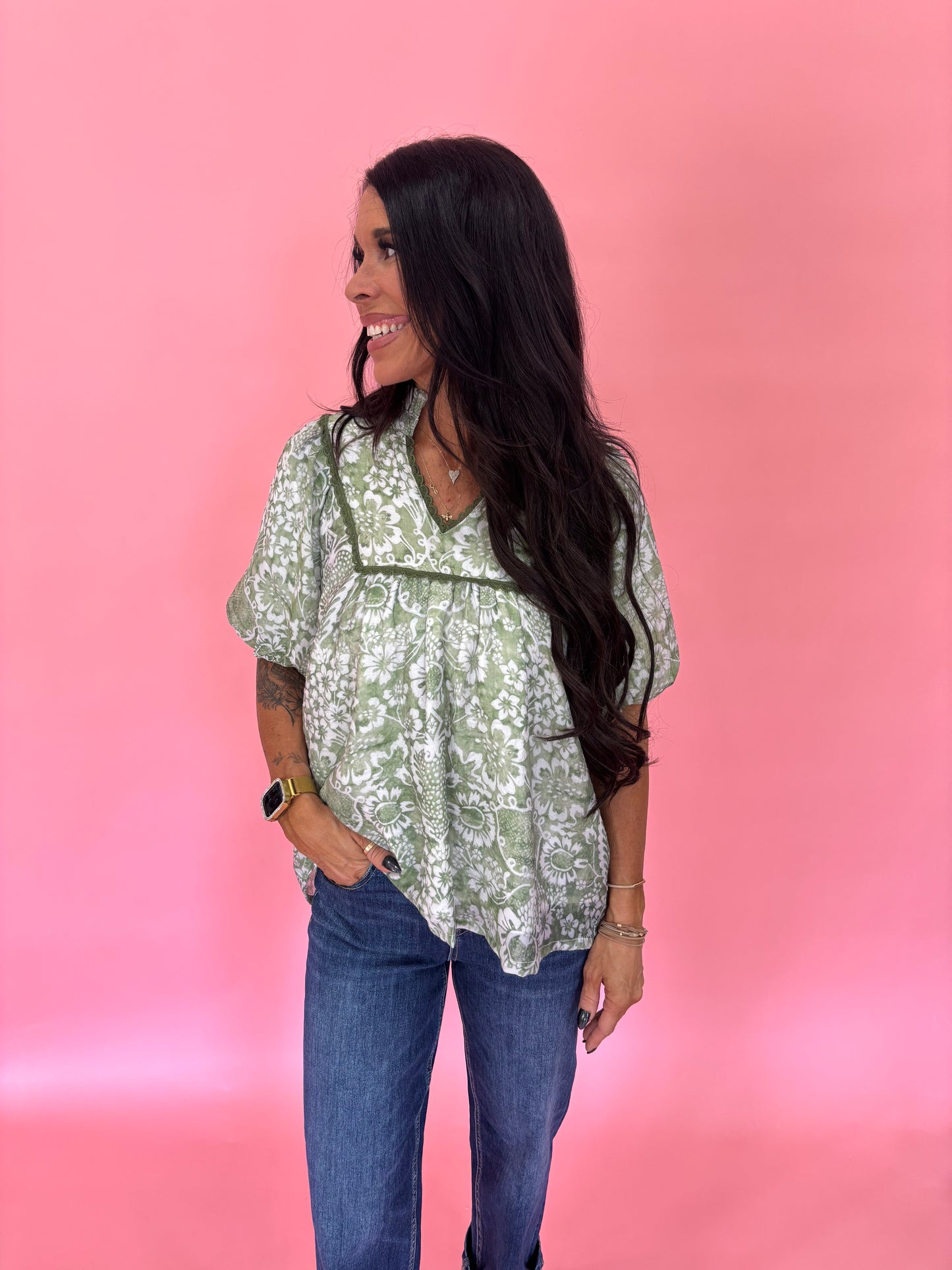Paisley Puff Sleeve Top