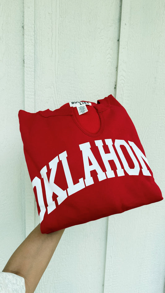 Red Oklahoma Reversible V- Neck Pullover