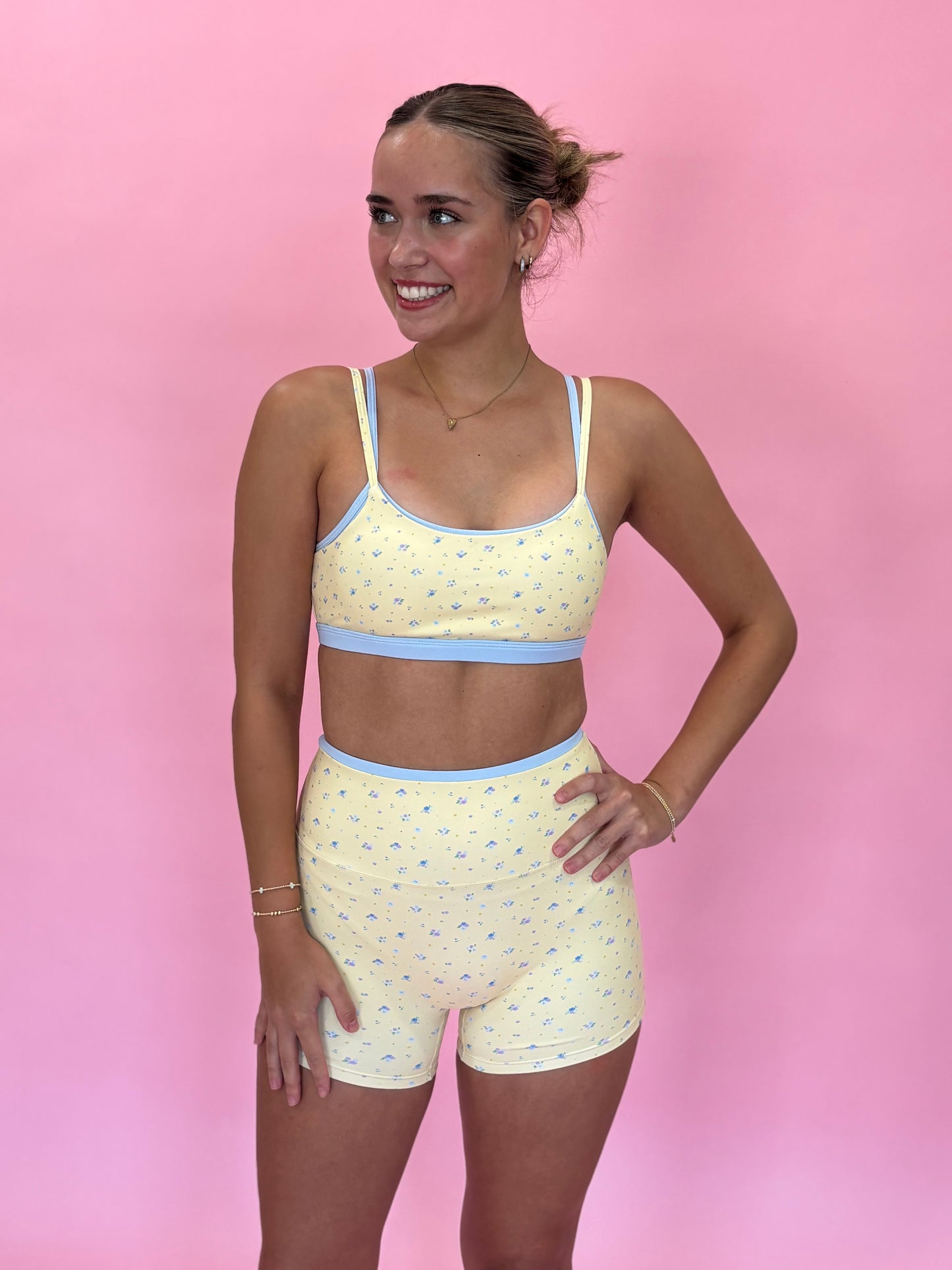 Ditsy Print Double Layered Sports Bra