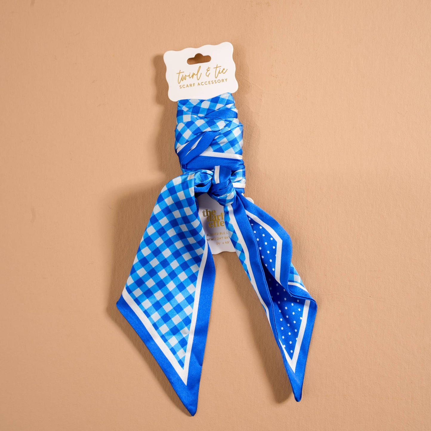 Twirl & Tie Scarf Accessory-Gingham Blue
