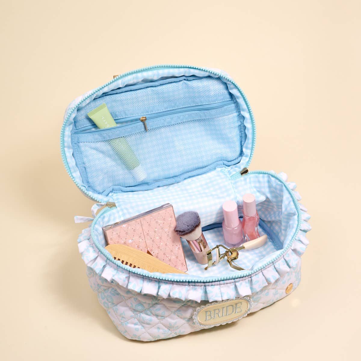 Glam & Go Quilted Cosmetic Bag–Bride Something Blue