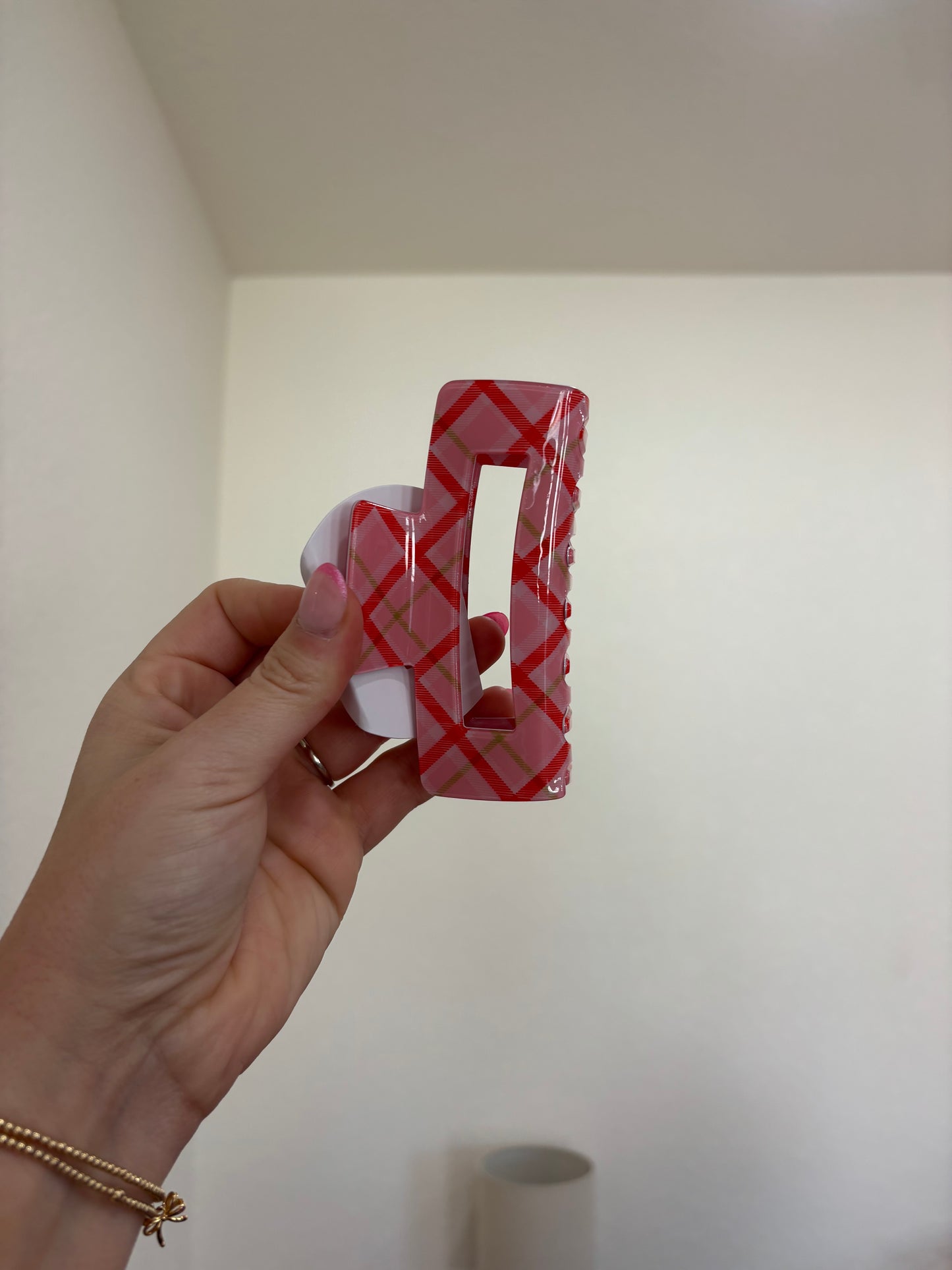 Pink Plaid Clip