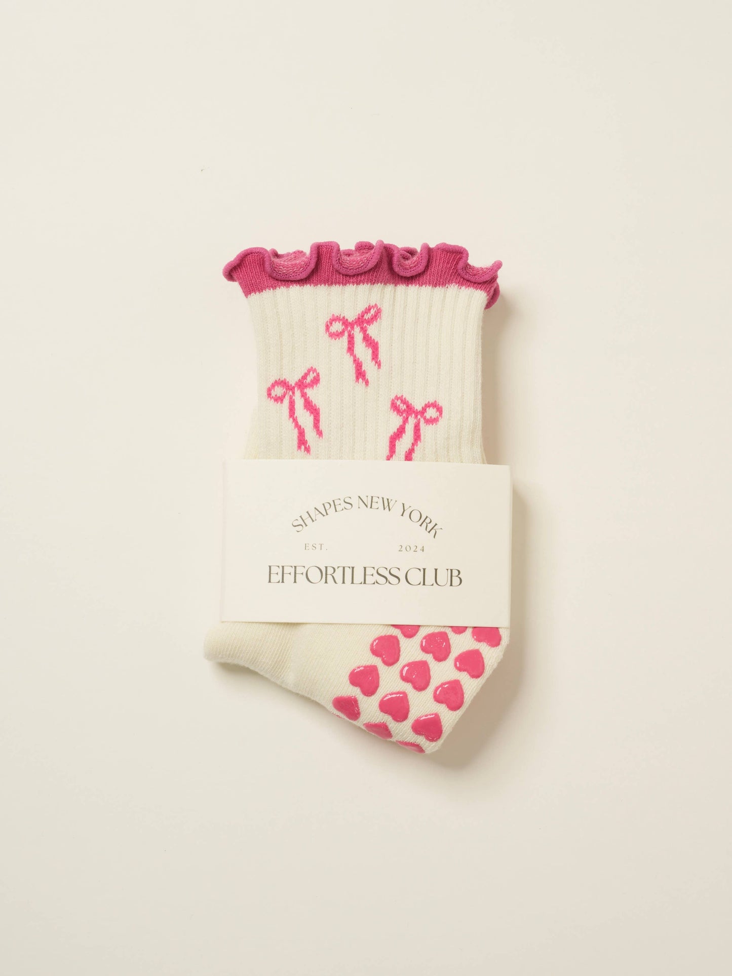 🎀 Bow Ruffle Grip Sock [Hot Pink], Pilates Socks