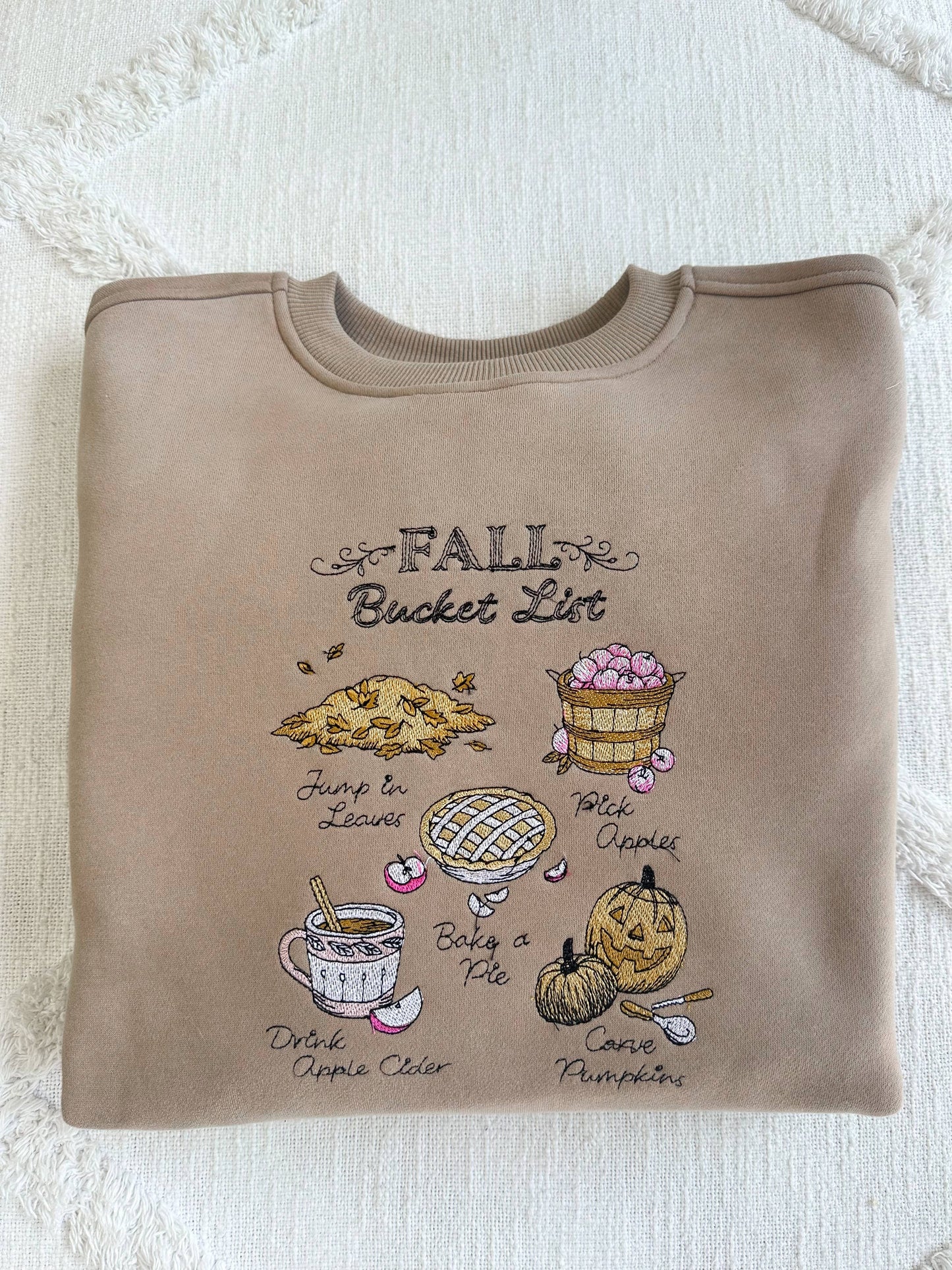 Fall Bucket List Embroidered Sweatshirt