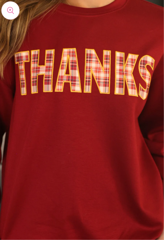 THANKS Plaid Pullover