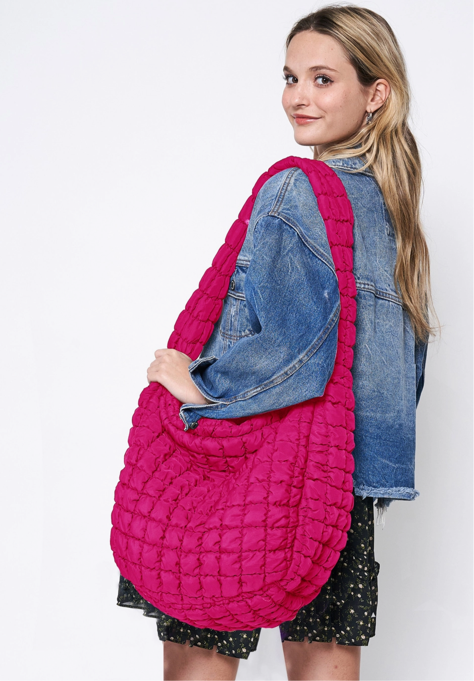 Large Quilted Puffer Tote Bag