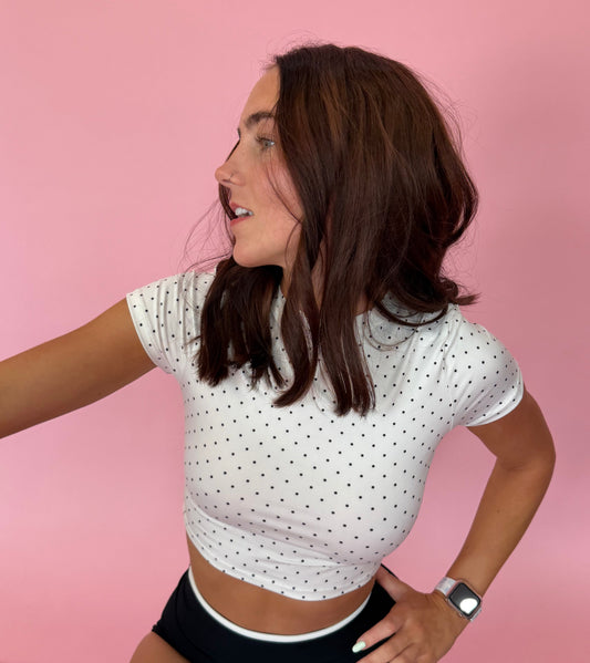 Polka Dot Soft Knit Jersey Crewneck Tee