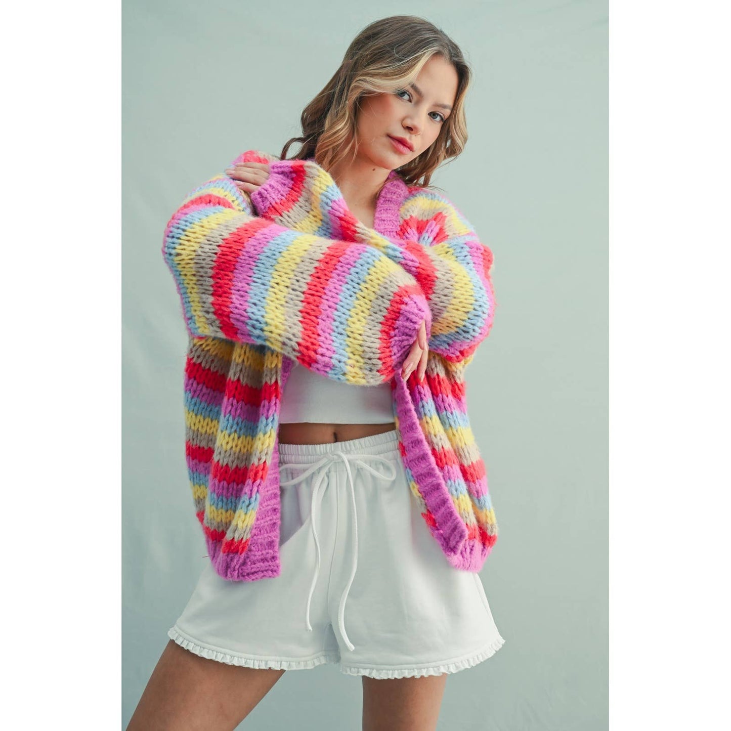 MILEY MULTI-STRIPED SWEATER CARDIGAN