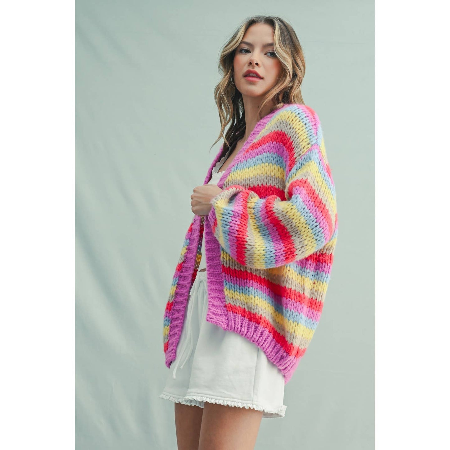 MILEY MULTI-STRIPED SWEATER CARDIGAN
