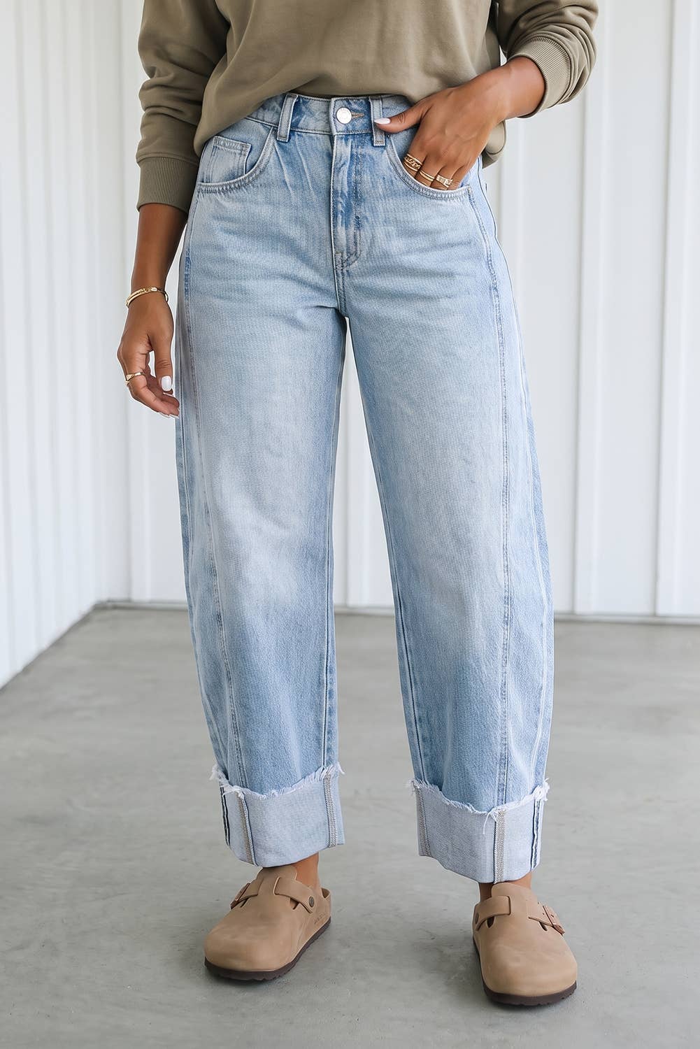 Leslie Raw Hem Turnup Jeans