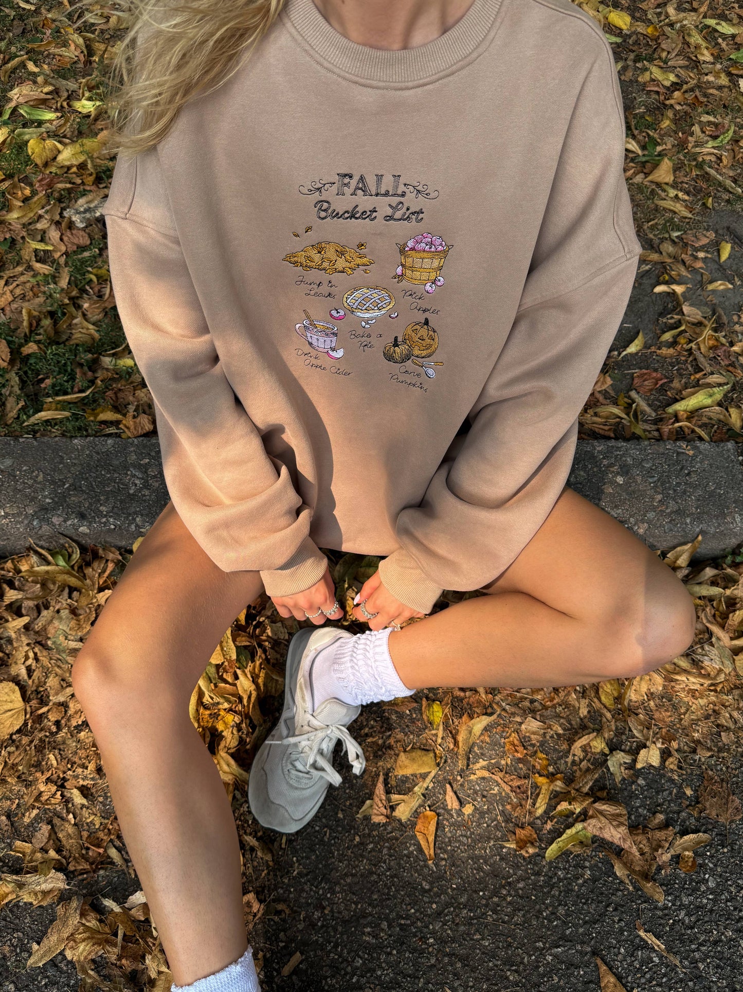 Fall Bucket List Embroidered Sweatshirt
