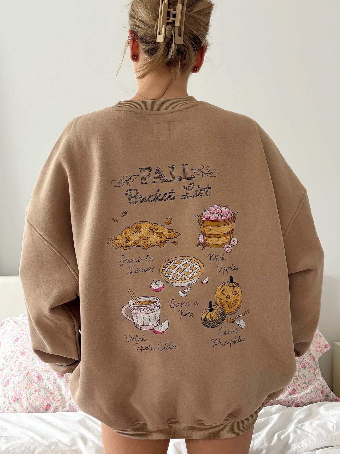 Fall Bucket List Embroidered Sweatshirt