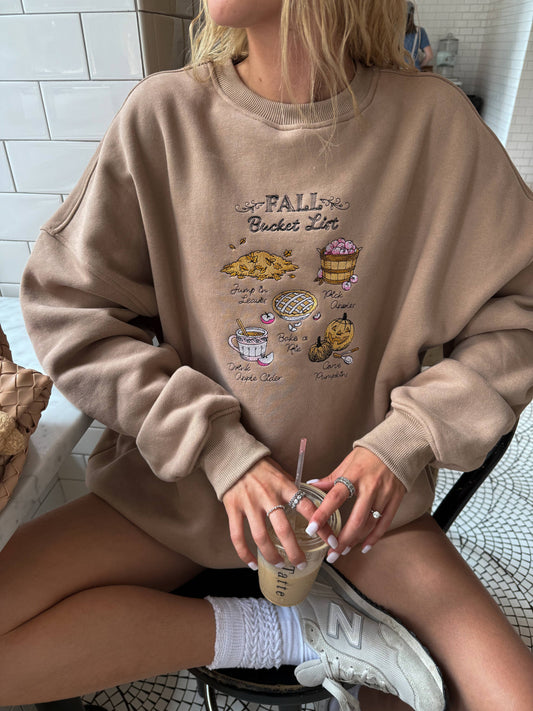 Fall Bucket List Embroidered Sweatshirt
