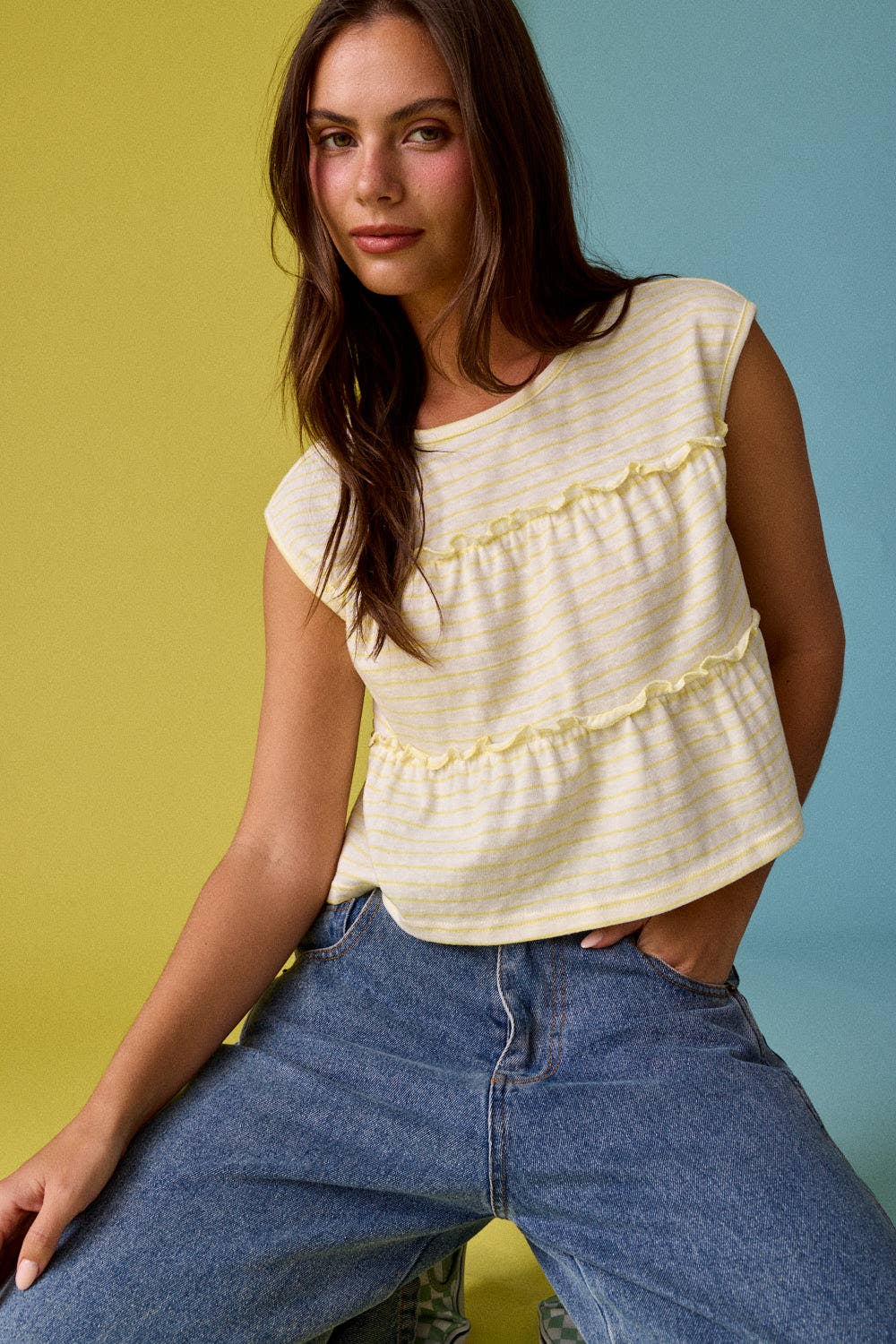 Sunny Sleeveless Stripe Top