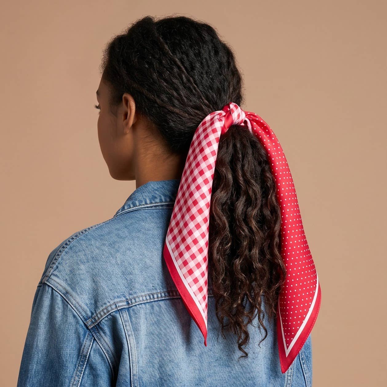 Twirl & Tie Scarf Accessory-Gingham Red