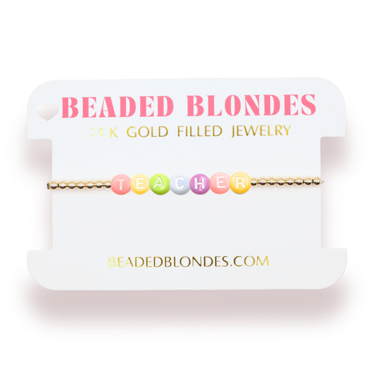 Teacher Rainbow Letter Bracelet