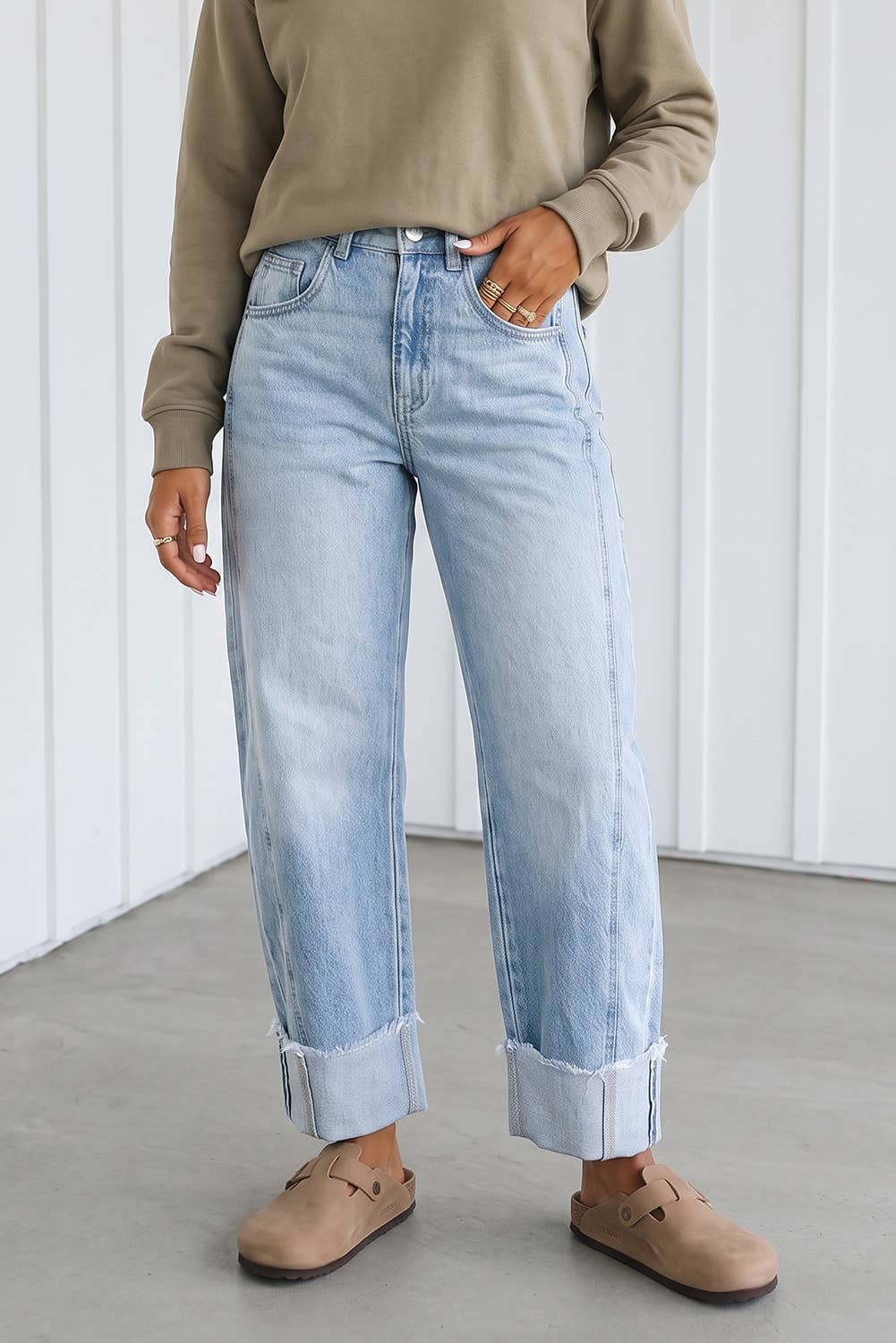 Leslie Raw Hem Turnup Jeans