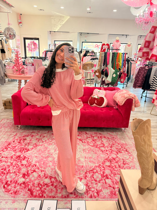 Cherry Striped Wide Leg Lounge Pants