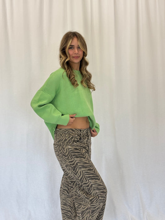 Honeydew Drop Shoulder Knit Sweater